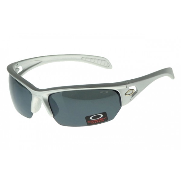 Oakley Flak Jacket Sunglasses Silver Frame Gray Lens US Blue