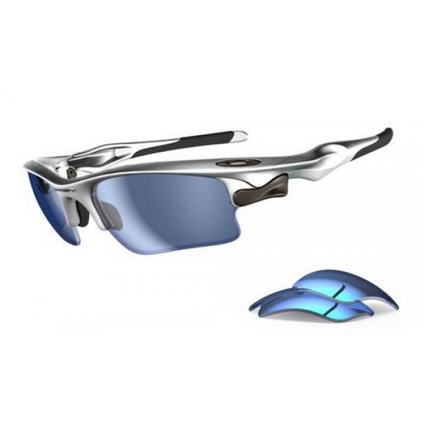 Oakley Fast Jacket Silver Blue Iridium Jade Iridium Sunglasses