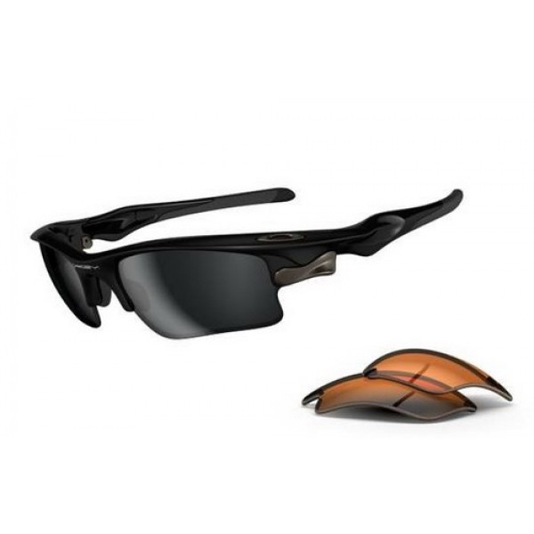 Oakley Fast Jacket Polished Black Black Iridium Persimmon Sunglasses