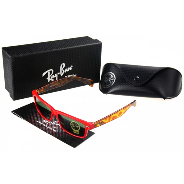 Ray Ban Clubmaster Sunglasses Red Leopard Frame Olivedrab Lens