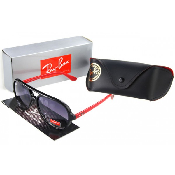 Ray Ban Wayfarer Sunglasses Black Red Frame Lavender Lens