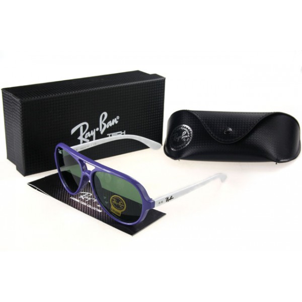 Ray Ban Wayfarer Sunglasses White Purple Frame Olivegreen Lens